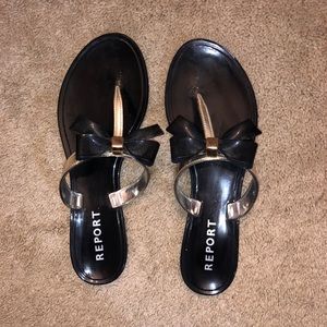 Black and Gold Bow sandal